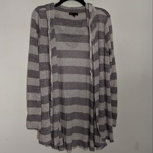 T/O Sweaters Grey and White Knit Cardigan